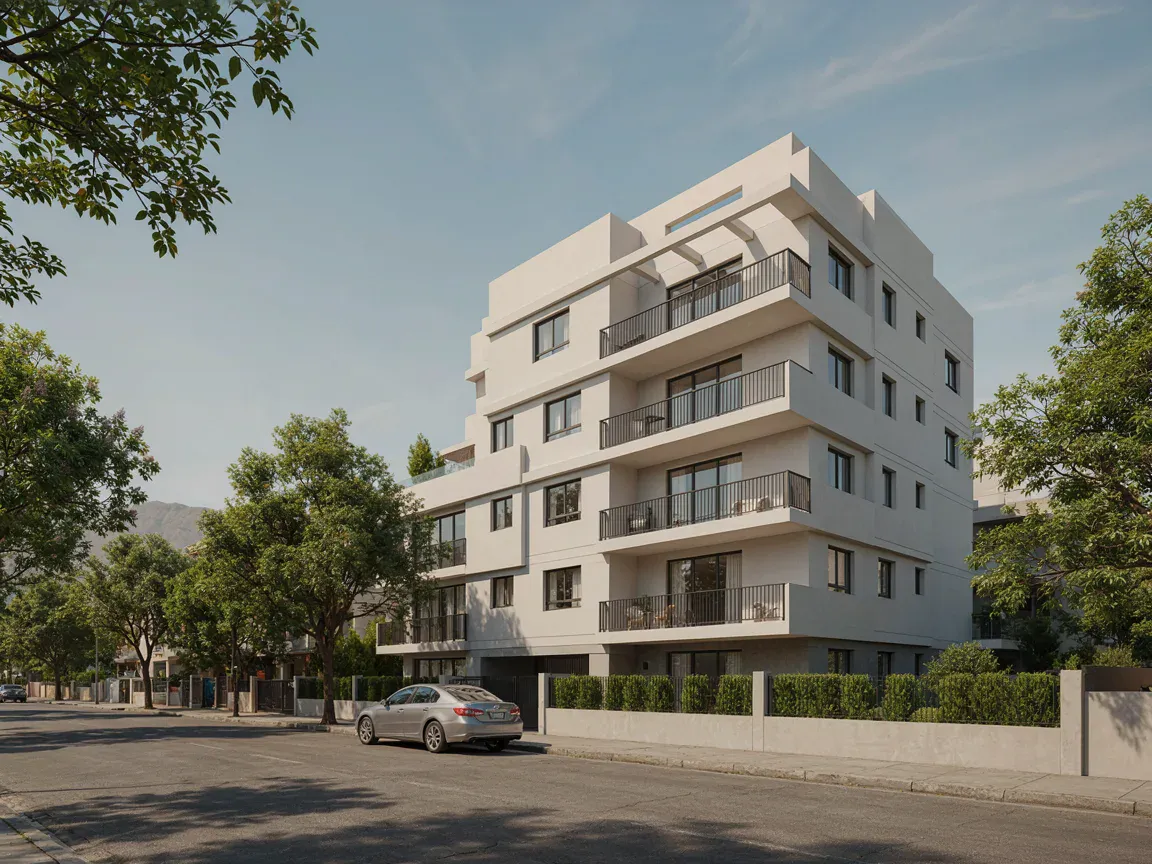 Edificio — Departamento de un dormitorio amoblado junto al metro (imagen generada, demostrativa)